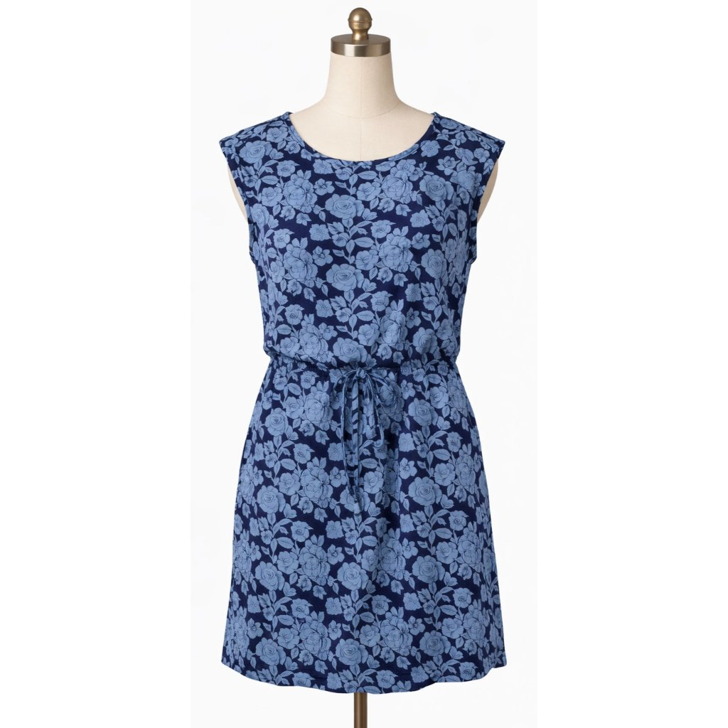 Cabi Java Floral Mini Dress Womens Small Blue Black Floral Sleeveless #5265